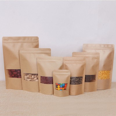 kraft paper doy pack bag Eco-friendly brown kraft paper bags doy pack standing pouch for food