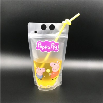 Customized clear stand up plastic juice beverage drink packaging storage bag drinking pouches