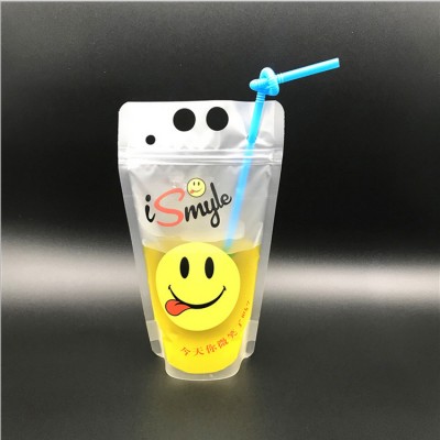 High quality customized plastic pouch reusable beverage bag with zipper