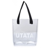 Wholesale 2020 pvc waterproof clear transparent plastic with custom printing colorful tote shopping bag with handle